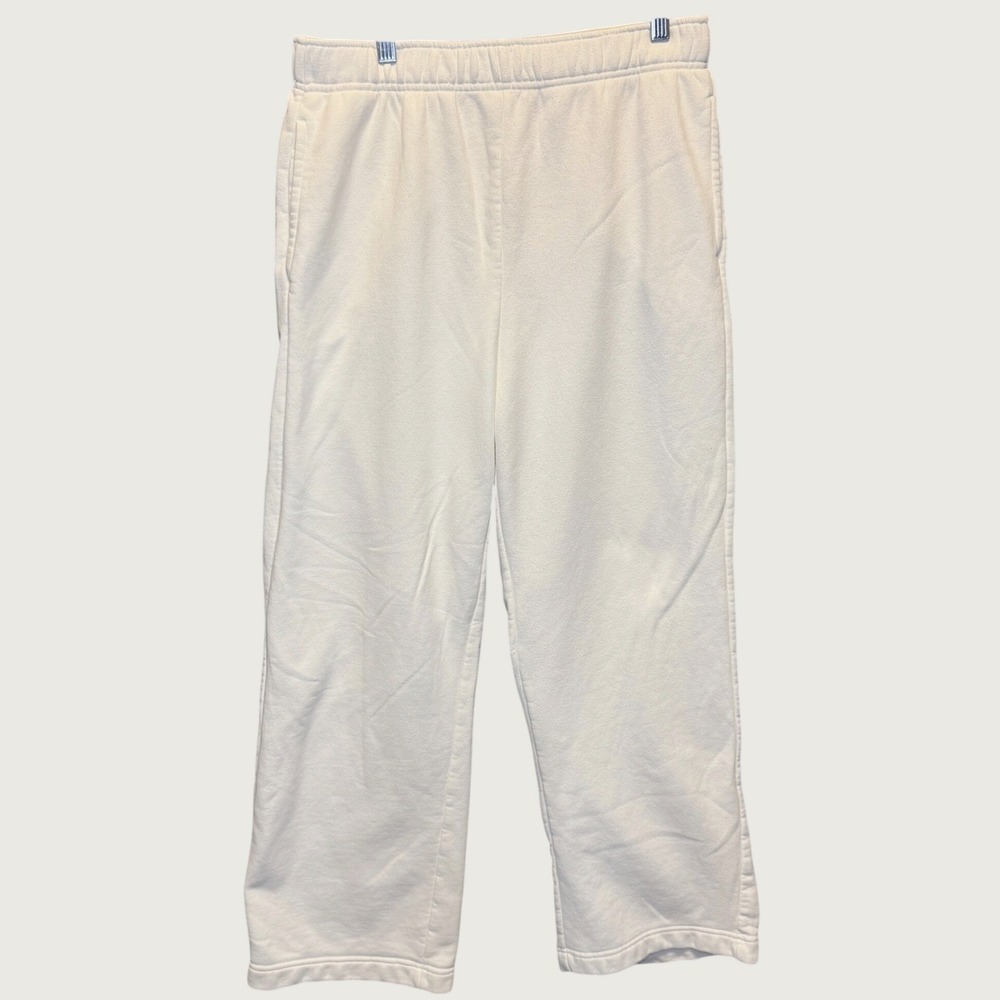 2352 | Tna Aritzia Cozy Sweatfleece Boyfriend Wide Sweatpant Cream Womens M